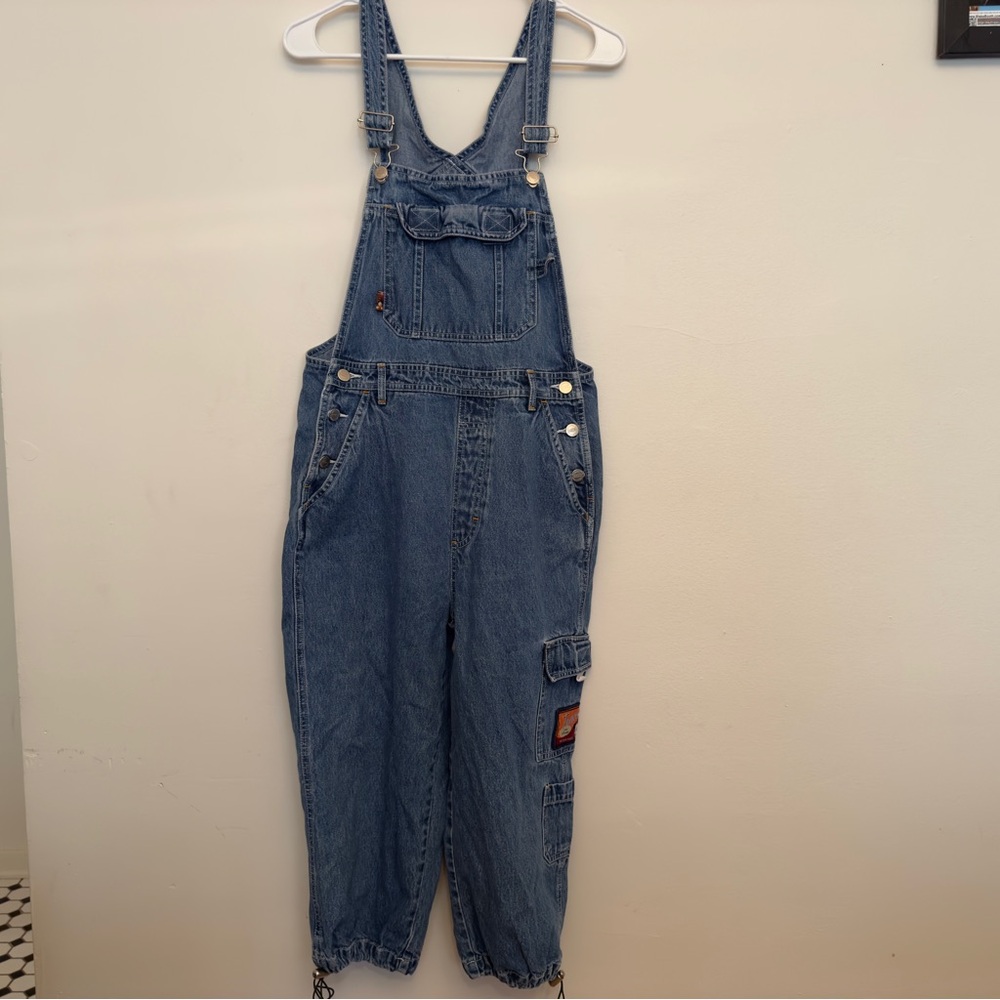 Mickey Unlimited 90s vintage denim Overalls Disney Cargo Cotton Drawstring Crop